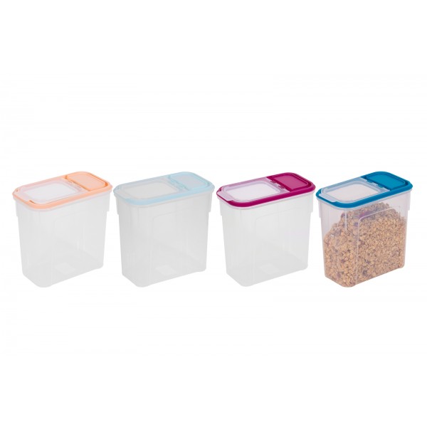 DRY FOOD STORAGE CONTAINER 2L 4 ASSORTED COLOURS