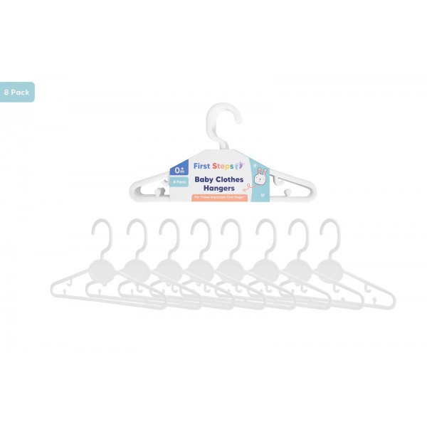 BABY CLOTHES HANGERS 8 PACK WHITE
