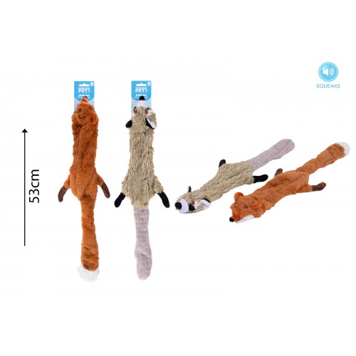 DOUBLE SQUEAK PLUSH DOG TOY 2 ASSORTED DESIGNS