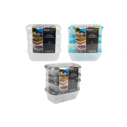 CookHouse SET OF 6 FOOD STORAGE BOXES WITH COLOURED LIDS