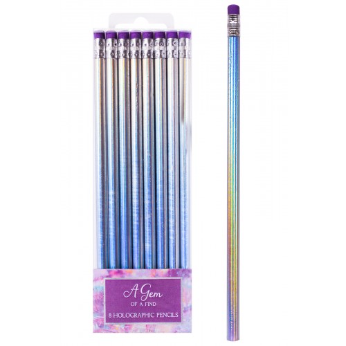 Fashion Stationery SILVER METALLIC PENCILS WITH ERASER 8 PACK