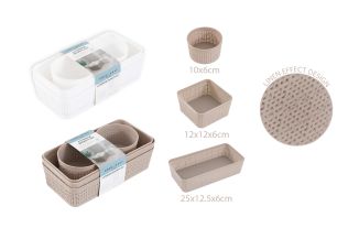 6 PIECE LINEN EFFECT STORAGE BASKETS 2 COLOURS