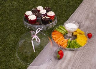 Coco & Gray Dual Purpose Cake Stand / Dip Tray With Dome 27cm