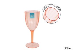 Bello Fluted Peach Plastic Wine Glass 300ml