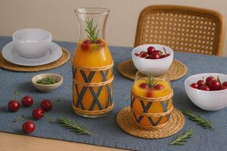 Coco & Gray Glass Carafe With Navy Woven Detail 1.1lt