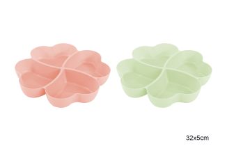 FLORAL 4 SECTION SERVING TRAY PINK & MINT