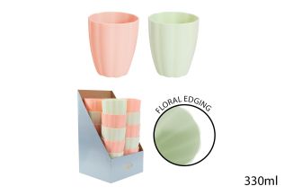 FLORAL PICNIC TUMBLER CDU 330ML PINK&GREEN