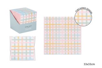 PACK 20 PAPER NAPKINS GINGHAM 2PLY 33X33CM