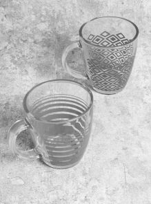 Mad About Mugs Glass Mug 12oz  Stripe/diamond Design
