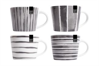 Mad About Mugs Small Conical Black Stripe Mug 4 Assorted Designs