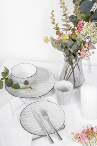 Coco & Gray Stoneware Side Plate Grey Transfer Print 21cm