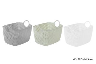 POLYRATTAN BASKET LARGE 3 AST COL