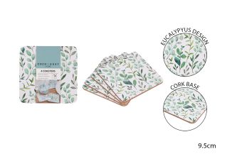 Coco & Gray 4 Coasters 9.5 X 9.5cm Eucalyptus