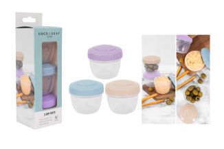 3PK DIP POTS WITH COLOUR LIDS 