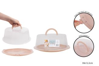 CAKE SAVER BOX WITH CARRY HANDLE - CREAM