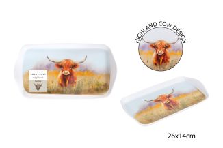 Coco & Gray Tea Tray Melamine 38x17cm Highland Cow