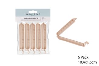 RECTANGLE BAG CLIPS PK6 CREAM 10X1.7CM