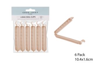 RECTANGLE BAG CLIPS PK6 CREAM 10.4X1.6CM