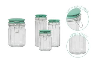 Coco & Gray Fluted Glass Canister Ceramic Lid 780ml