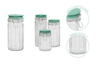Coco & Gray Fluted Glass Canister Ceramic Lid 1150ml