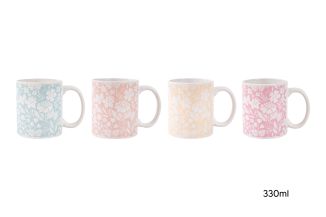LARGE FLORAL MUG 11OZ 4 ASSORTED