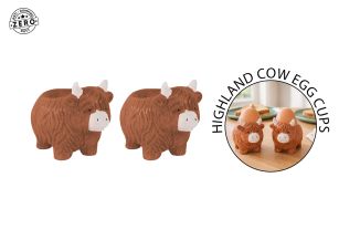 Coco & Gray Highland Cow Egg Cups - 2 Pack
