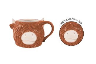 Coco & Gray Highland Cow Shape Mug - Set Of 2