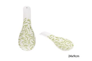 Ceramic Spoon Rest - Leaf Print 24x9cm