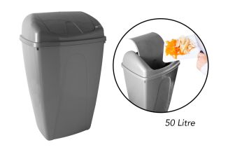 RSW Swing Bin Silver 50lt H69xw41xd33cm