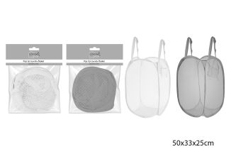 FOLD MESH LAUNDRY BASKET-2/col