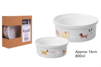 Smart Choice Ceramic Dog Print Pet Bowl 16x6cm