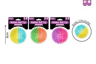 FLASHING SQUEAKY RUBBER DOG BALL 3 ASSORTED