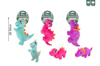 Smart Choice Squeaky Plush Dinosaur Dog Toy 3 Assorted