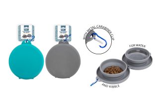 DOUBLE COLLAPSIBLE PET BOWL WITH CLIP