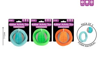 FOAM RUBBER BALL & RING DOG TOY 2 PACK