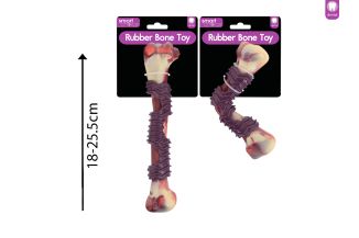 TEXTURED RUBBER BONE DOG TOY 2 ASSORTED
