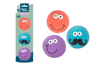 Smart Choice Squeaky Face Latex Ball Dog Toy 3 Pack