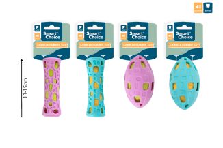 SQUEAKY CRINKLE RUBBER DOG TOY 2 ASST