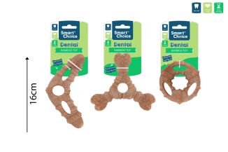 DENTAL BAMBOO SHAPE DOG TOY 3 ASST