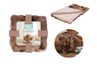 Smart Choice Brown Faux Fur Pet Blanket 110x75cm