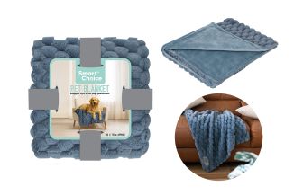 Smart Choice Blue Faux Fur Pet Blanket 110x75cm