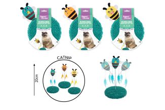 PLUSH BEE SPRING SWATTER CAT TOY 3 COL