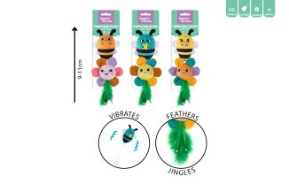 PLUSH VIBRATING BEE & FLOWER CAT TOY 2PCK