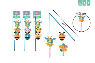 PLUSH BUTTERFLY CAT TEASER 3 PACK 3 ASST