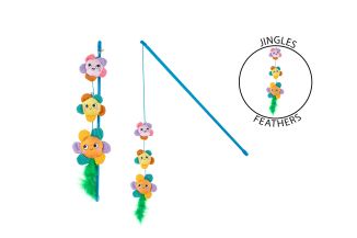 PLUSH JINGLE THREE FLOWER CAT TEASER 