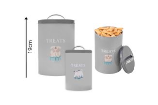 DOG PRINT PET TREAT TIN WITH LID 19X13CM