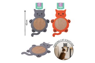 HANGING CAT SHAPED SCRATCH MAT 2 COL