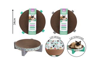 ROUND CARDBOARD CAT SCRATCHER WITH CATNIP