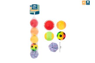 MIXED BALL DOG TOY 5 PACK