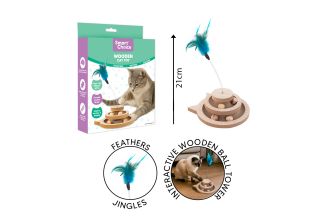 INTERACTIVE WOODEN BALL TOWER CAT TOY